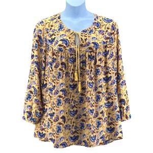 DR2 Womens Peasant Top Size Butter Yellow 2X